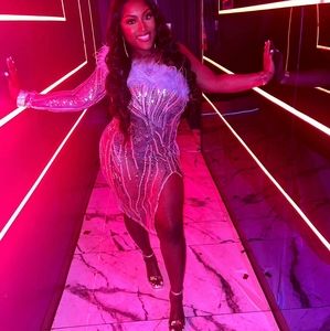 Blue Dress With Feathers